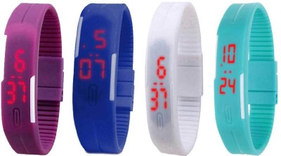 NS18 Silicone Led Magnet Band Watch Combo of 4 Purple, Blue, White And Sky Blue Digital Watch  - For Couple   Watches  (NS18)