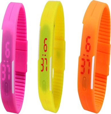 Y&D Combo of Led Band Pink + Yellow + Orange Digital Watch  - For Couple   Watches  (Y&D)