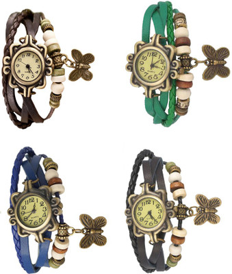 

Kissu Vintage Rakhi Combo of 4 Brown, Blue, Green And Black Watch - For Women