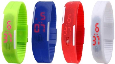 NS18 Silicone Led Magnet Band Combo of 4 Green, Blue, Red And White Digital Watch  - For Boys & Girls   Watches  (NS18)