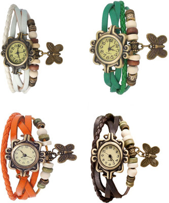 

NS18 Vintage Butterfly Rakhi Combo of 4 White, Orange, Green And Brown Watch - For Women