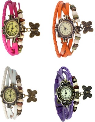 NS18 Vintage Butterfly Rakhi Combo of 4 Pink, White, Orange And Purple Analog Watch  - For Women   Watches  (NS18)