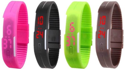 NS18 Silicone Led Magnet Band Combo of 4 Pink, Black, Green And Brown Digital Watch  - For Boys & Girls   Watches  (NS18)