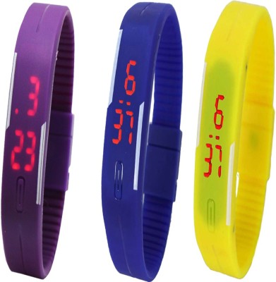Twok Combo of Led Band Purple + Blue + Yellow Digital Watch  - For Men & Women   Watches  (Twok)