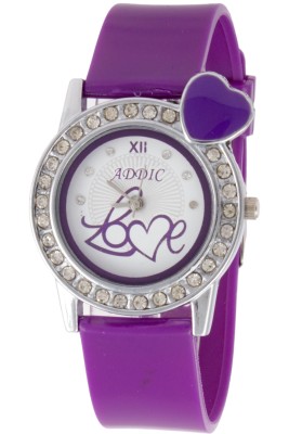 Addic Hearts In Love Crystal Studded Purple Watch  - For Women   Watches  (Addic)