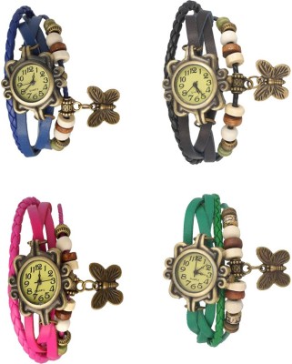 NS18 Vintage Butterfly Rakhi Combo of 4 Blue, Pink, Black And Green Analog Watch  - For Women   Watches  (NS18)
