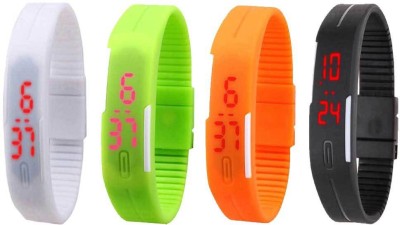 NS18 Silicone Led Magnet Band Combo of 4 White, Green, Orange And Black Digital Watch  - For Boys & Girls   Watches  (NS18)