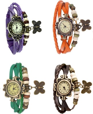 NS18 Vintage Butterfly Rakhi Combo of 4 Purple, Green, Orange And Brown Analog Watch  - For Women   Watches  (NS18)