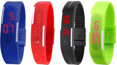 View NS18 Silicone Led Magnet Band Combo of 4 Blue, Red, Black And Green Digital Watch  - For Boys & Girls Wrist Watches Price Online(NS18)