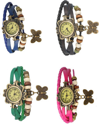 

NS18 Vintage Butterfly Rakhi Combo of 4 Blue, Green, Black And Pink Watch - For Women