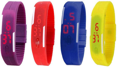 

Kissu Led Magnet Band Combo of 4 Purple, Red, Blue And Yellow Watch - For Men & Women
