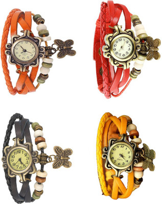 

Kissu Vintage Rakhi Combo of 4 Orange, Black, Red And Yellow Watch - For Women