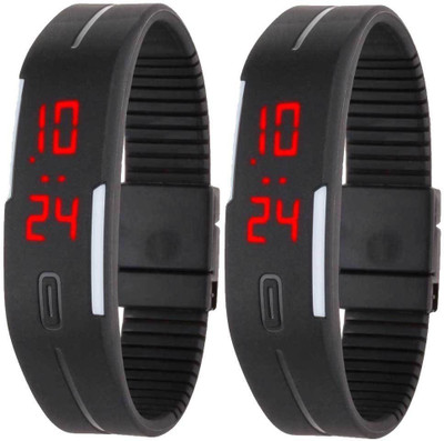 

Kissu Led Band Watch Combo of 2 Black Watch - For Couple