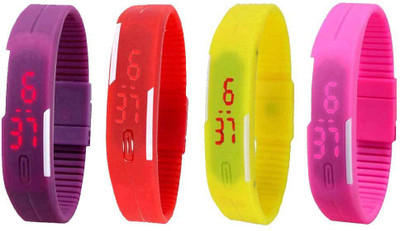 

Kissu Led Magnet Band Combo of 4 Purple, Red, Yellow And Pink Watch - For Men & Women