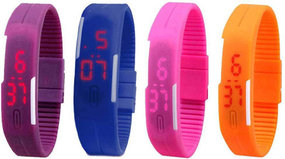 

Kissu Led Magnet Band Combo of 4 Purple, Blue, Pink And Orange Watch - For Men & Women