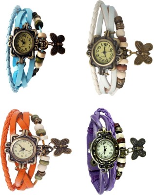 NS18 Vintage Butterfly Rakhi Combo of 4 Sky Blue, Orange, White And Purple Analog Watch  - For Women   Watches  (NS18)