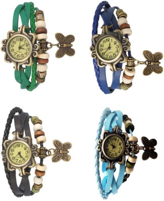 NS18 Vintage Butterfly Rakhi Combo of 4 Green, Black, Blue And Sky Blue Analog Watch  - For Women   Watches  (NS18)