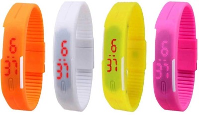 NS18 Silicone Led Magnet Band Watch Combo of 4 Red, White, Yellow And Pink Digital Watch  - For Couple   Watches  (NS18)