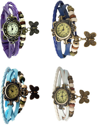 

NS18 Vintage Butterfly Rakhi Combo of 4 Purple, Sky Blue, Blue And White Watch - For Women
