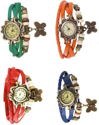 NS18 Vintage Butterfly Rakhi Combo of 4 Green, Red, Orange And Blue Analog Watch  - For Women   Watches  (NS18)