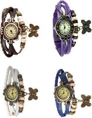 NS18 Vintage Butterfly Rakhi Combo of 4 Brown, White, Purple And Blue Analog Watch  - For Women   Watches  (NS18)