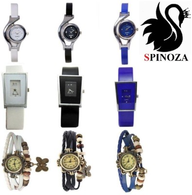 SPINOZA glory and vintage white black blue most trendy watches set of 9 Analog Watch  - For Women   Watches  (SPINOZA)