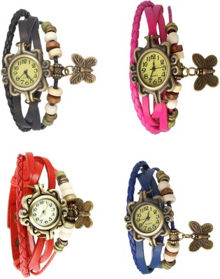 NS18 Vintage Butterfly Rakhi Combo of 4 Black, Red, Pink And Blue Analog Watch  - For Women   Watches  (NS18)