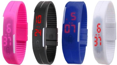 NS18 Silicone Led Magnet Band Combo of 4 Pink, Black, Blue And White Digital Watch  - For Boys & Girls   Watches  (NS18)