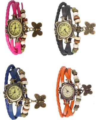 NS18 Vintage Butterfly Rakhi Combo of 4 Pink, Blue, Black And Orange Analog Watch  - For Women   Watches  (NS18)