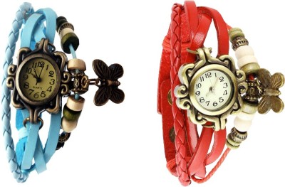 NS18 Vintage Butterfly Rakhi Watch Combo of 2 Sky Blue And Red Analog Watch  - For Women   Watches  (NS18)