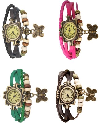 NS18 Vintage Butterfly Rakhi Combo of 4 Black, Green, Pink And Brown Analog Watch  - For Women   Watches  (NS18)