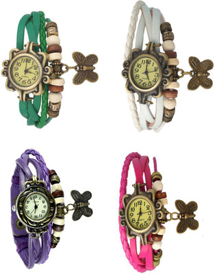 

NS18 Vintage Butterfly Rakhi Combo of 4 Green, Purple, White And Pink Watch - For Women