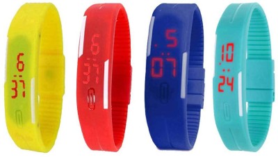 NS18 Silicone Led Magnet Band Watch Combo of 4 Yellow, Red, Blue And Sky Blue Digital Watch  - For Couple   Watches  (NS18)