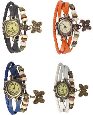 NS18 Vintage Butterfly Rakhi Combo of 4 Black, Blue, Orange And White Analog Watch  - For Women   Watches  (NS18)