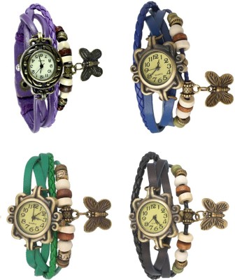 NS18 Vintage Butterfly Rakhi Combo of 4 Purple, Green, Blue And Black Analog Watch  - For Women   Watches  (NS18)