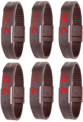 

Kissu Led Magnet Band Combo of 6 Brown Watch - For Men & Women