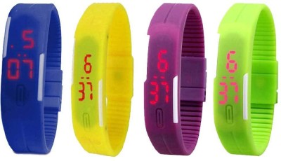 NS18 Silicone Led Magnet Band Combo of 4 Blue, Yellow, Purple And Green Digital Watch  - For Boys & Girls   Watches  (NS18)