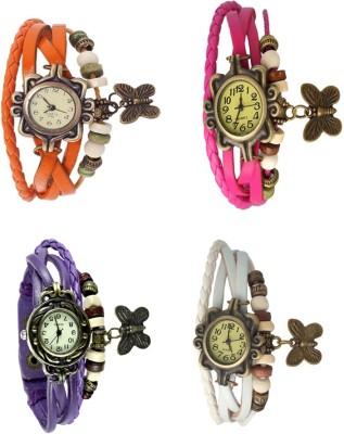 NS18 Vintage Butterfly Rakhi Combo of 4 Orange, Purple, Pink And White Analog Watch  - For Women   Watches  (NS18)