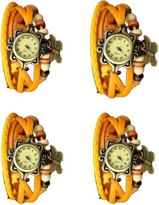 NS18 Vintage Butterfly Rakhi Combo of 4 Yellow Analog Watch  - For Women   Watches  (NS18)