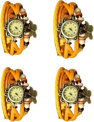 

NS18 Vintage Butterfly Rakhi Combo of 4 Yellow Watch - For Women