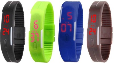 NS18 Silicone Led Magnet Band Combo of 4 Black, Green, Blue And Brown Digital Watch  - For Boys & Girls   Watches  (NS18)