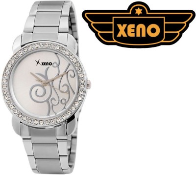 Xeno GN433 Silver Metal Chain Diamond Studded Silver Dial Unique Watch  - For Girls   Watches  (Xeno)