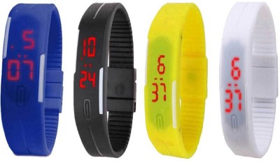 NS18 Silicone Led Magnet Band Combo of 4 Blue, Black, Yellow And White Digital Watch  - For Boys & Girls   Watches  (NS18)