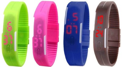 NS18 Silicone Led Magnet Band Combo of 4 Green, Pink, Blue And Brown Digital Watch  - For Boys & Girls   Watches  (NS18)