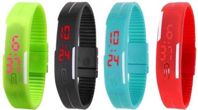 NS18 Silicone Led Magnet Band Watch Combo of 4 Green, Black, Sky Blue And Red Digital Watch  - For Couple   Watches  (NS18)