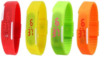 NS18 Silicone Led Magnet Band Combo of 4 Red, Yellow, Green And Orange Digital Watch  - For Boys & Girls   Watches  (NS18)