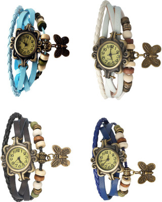 

Kissu Vintage Rakhi Combo of 4 Sky Blue, Black, White And Blue Watch - For Women