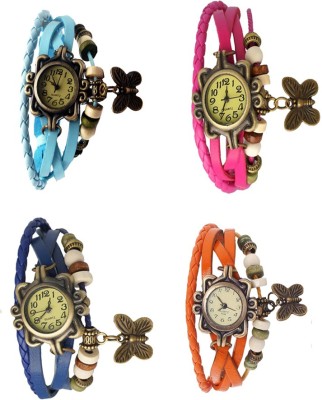 NS18 Vintage Butterfly Rakhi Combo of 4 Sky Blue, Blue, Pink And Orange Analog Watch  - For Women   Watches  (NS18)