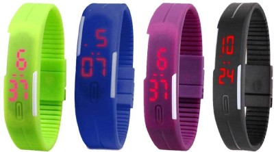 NS18 Silicone Led Magnet Band Combo of 4 Green, Blue, Purple And Black Digital Watch  - For Boys & Girls   Watches  (NS18)