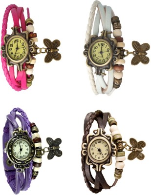 NS18 Vintage Butterfly Rakhi Combo of 4 Pink, Purple, White And Brown Analog Watch  - For Women   Watches  (NS18)
